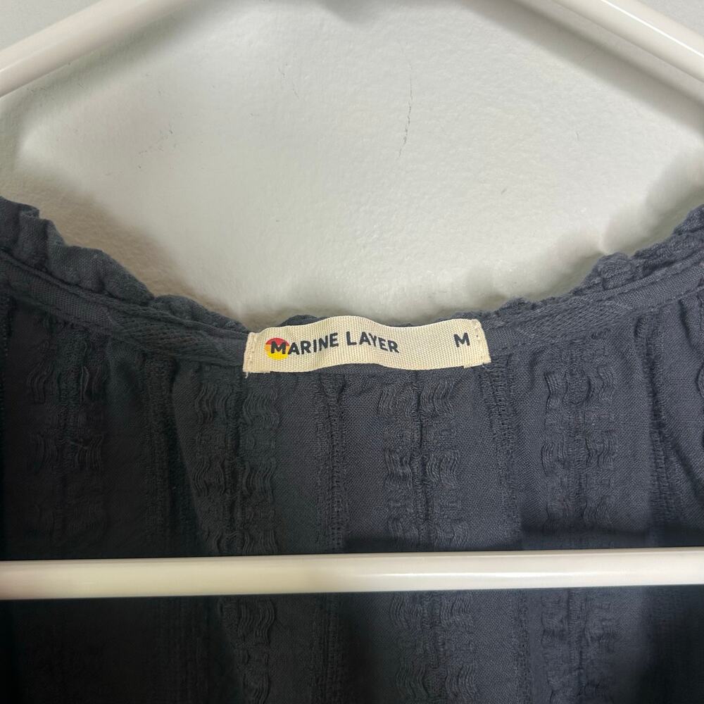 Marine Layer Lana Navy Textured V Neck Top - Picture 3 of 6